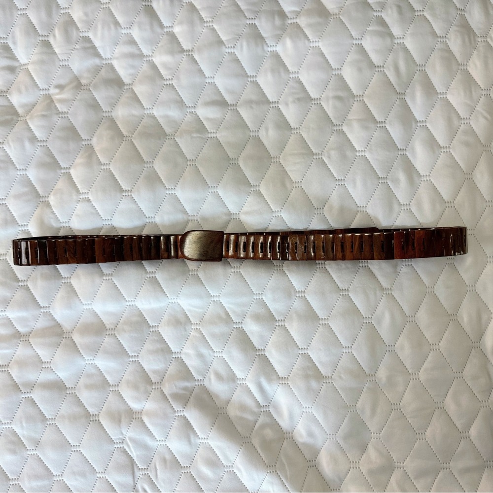 Wooden Link Belt Womens XL 52 Inch Dark Brown‎ Good Boho Earthy Vintage